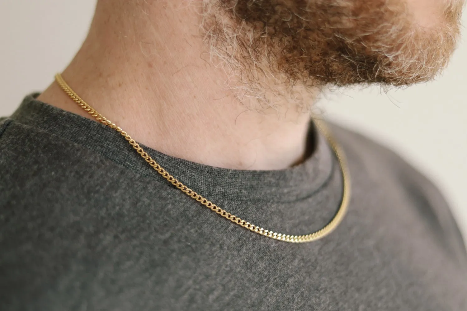 Gold tone stainless steel link chain necklace for men