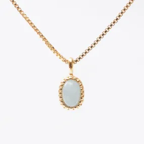 Gold Vermeil Milgrain Edge Oval Aquamarine Necklace