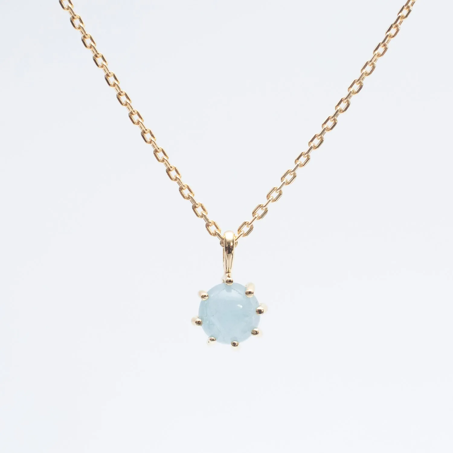 Gold Vermeil Round Claw Set Aquamarine Necklace