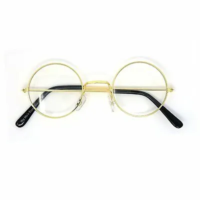 Gold Wire Rimmed Round Costume Glasses, 1 Pair.