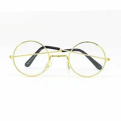 Gold Wire Rimmed Round Costume Glasses, 1 Pair.