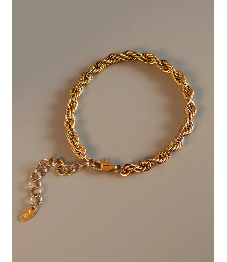 Golden Twisted Bracelet in French Industrial Style