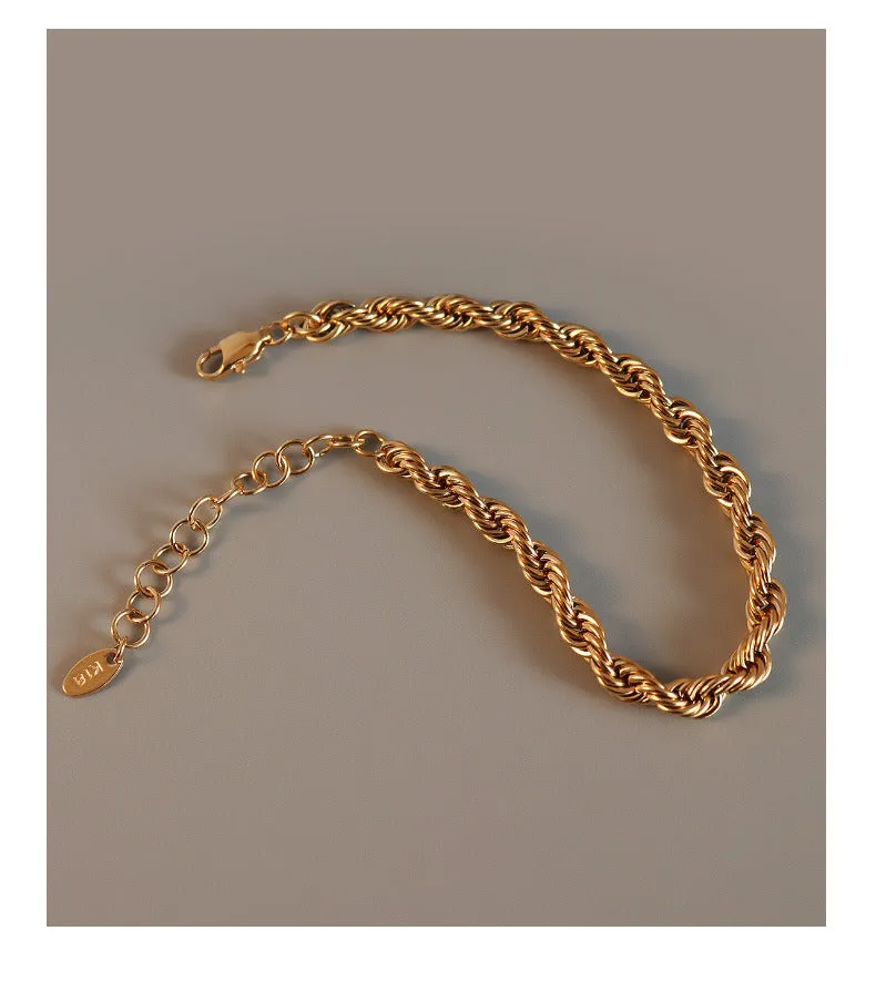 Golden Twisted Bracelet in French Industrial Style