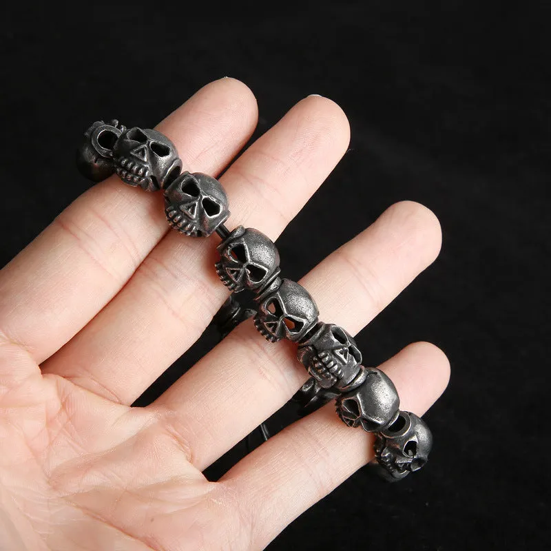 Gothic Skull Titanium Steel Bracelet for Men - Exaggerated Elastic Rope Design