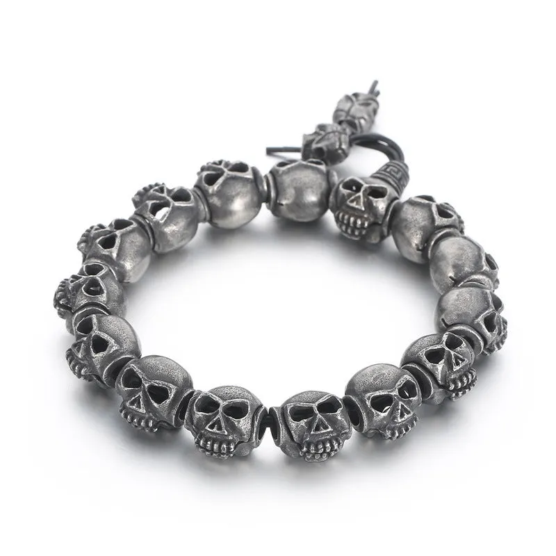 Gothic Skull Titanium Steel Bracelet for Men - Exaggerated Elastic Rope Design