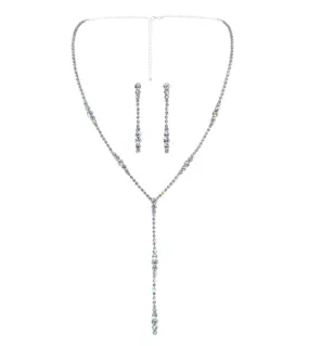 Graduated Y Drop Necklace & Earring Set - Silver or Gold