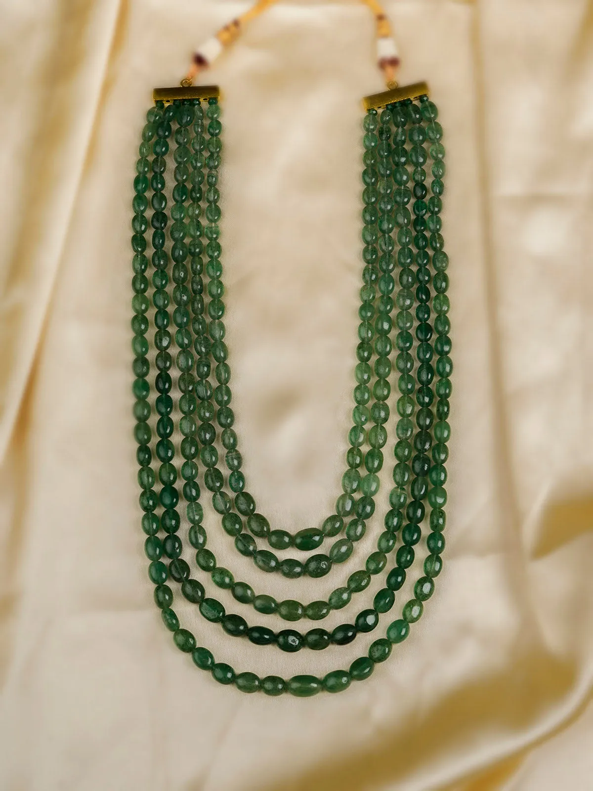 Green Color Gold Plated Necklace/Mala - MN426