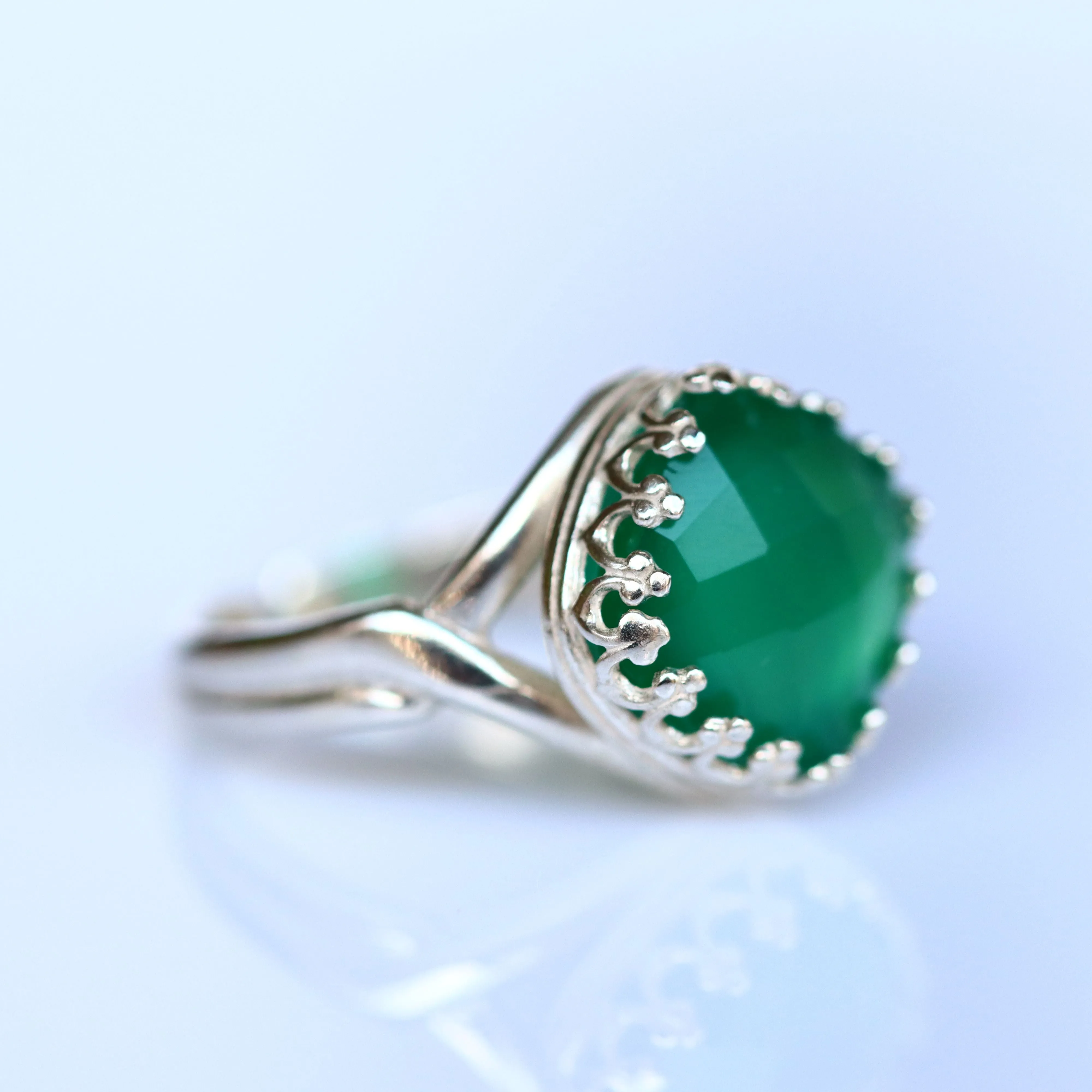 Green Stone Ring for Men - Emerald Signet Ring