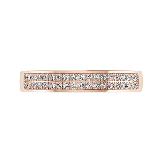 Half Eternity Rose Gold Ring 2 Row Diamonds