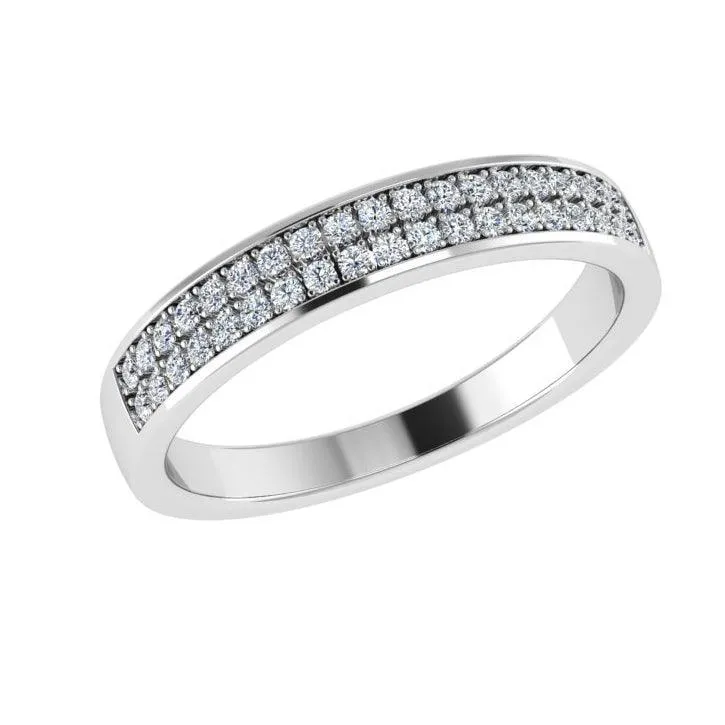 Half Eternity Rose Gold Ring 2 Row Diamonds