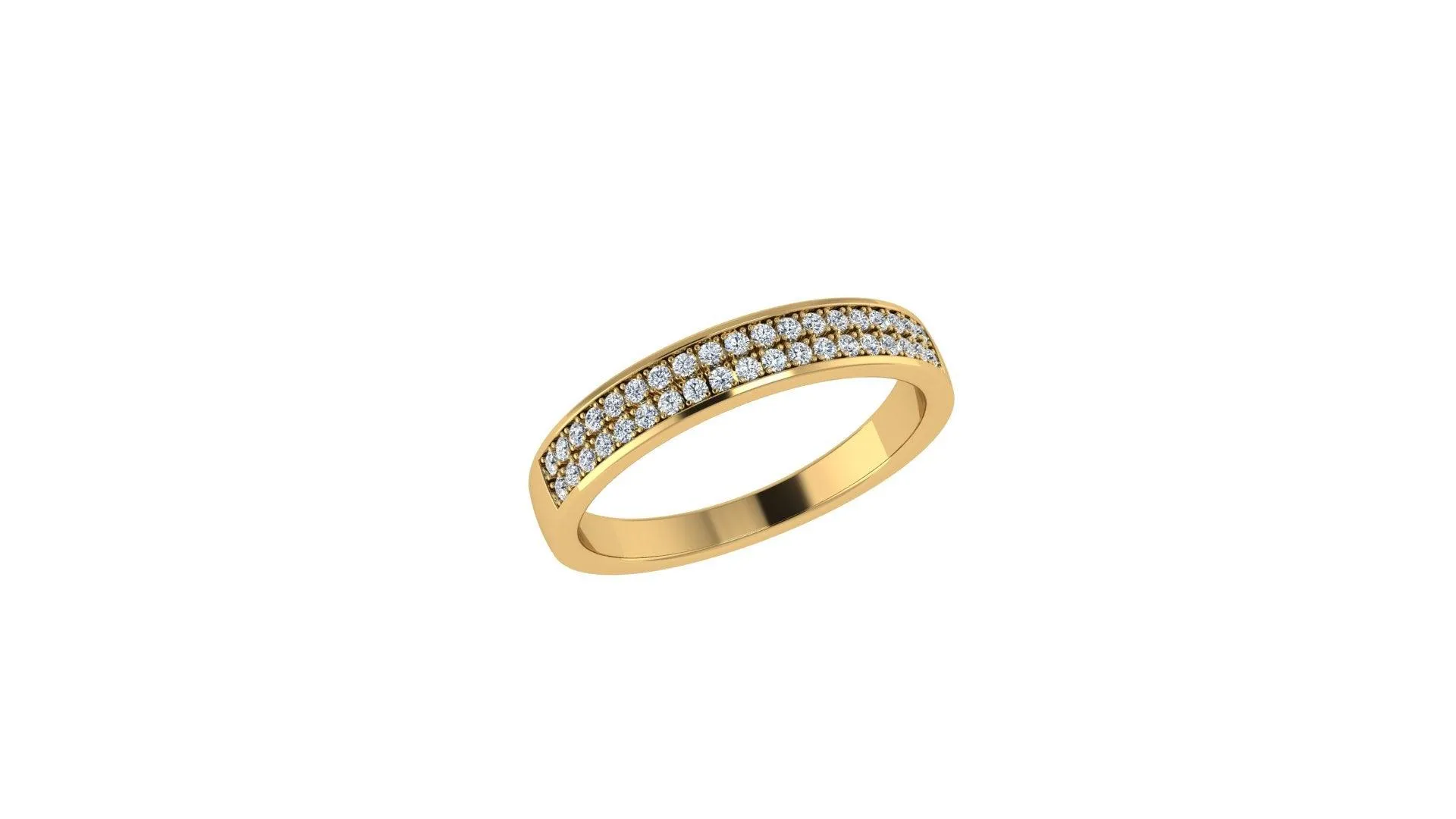 Half Eternity Rose Gold Ring 2 Row Diamonds