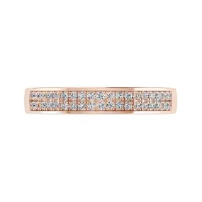 Half Eternity Rose Gold Ring 2 Row Diamonds