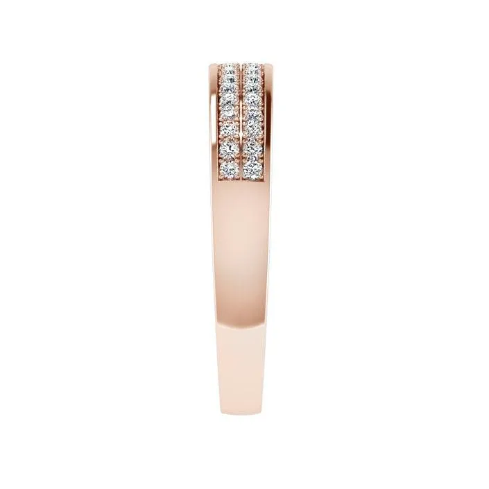 Half Eternity Rose Gold Ring 2 Row Diamonds