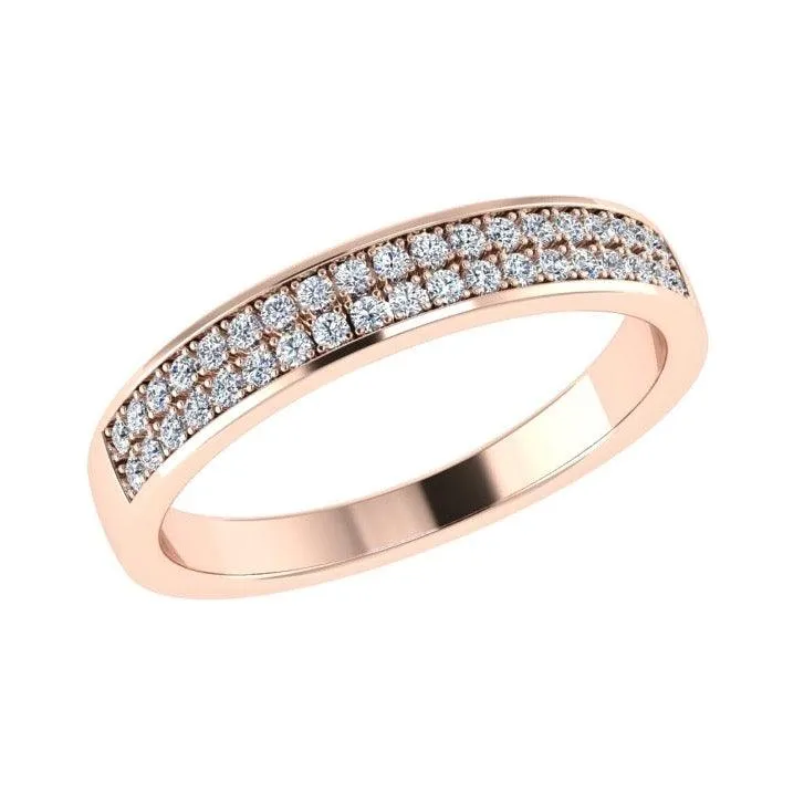 Half Eternity Rose Gold Ring 2 Row Diamonds