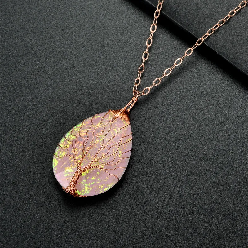 Handmade Tree of Life Necklace Crystal Women Necklace