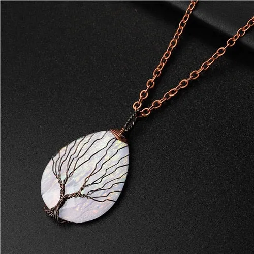 Handmade Tree of Life Necklace Crystal Women Necklace