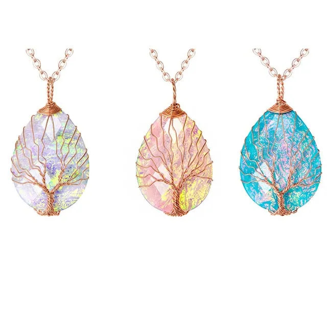 Handmade Tree of Life Necklace Crystal Women Necklace