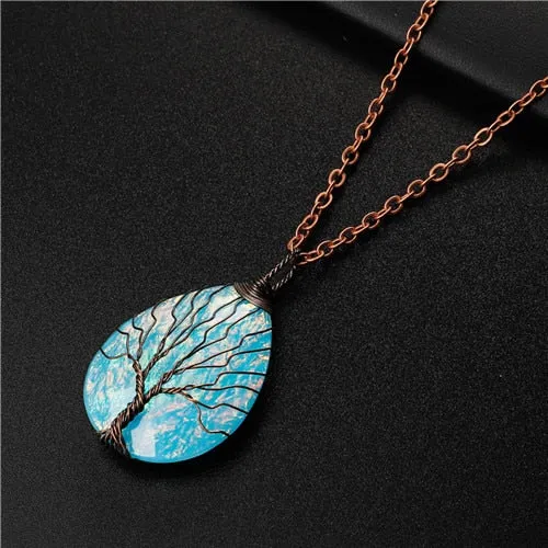 Handmade Tree of Life Necklace Crystal Women Necklace