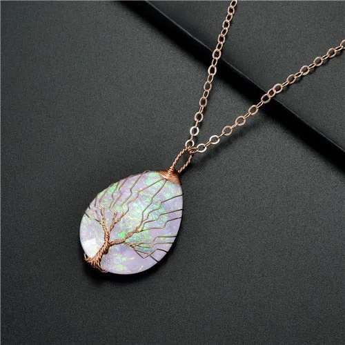 Handmade Tree of Life Necklace Crystal Women Necklace