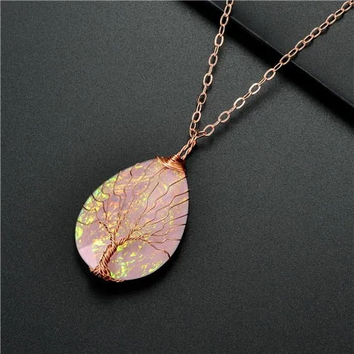 Handmade Tree of Life Necklace Crystal Women Necklace