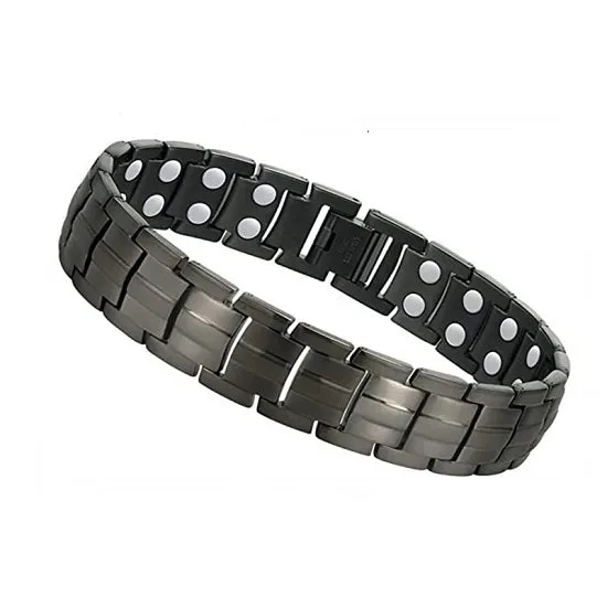 Health Care Therapy Titanium Steel Double Row Magnetic Bangle Bracelets for Anti-Fatigue Arthritis Pain Relief Energy