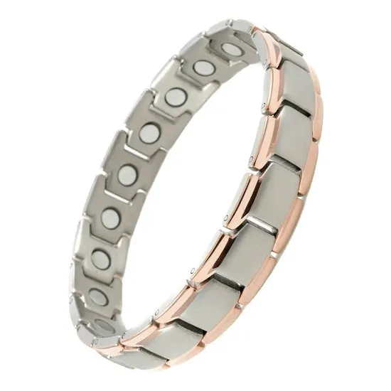 Health Care Therapy Titanium Steel Double Row Magnetic Bangle Bracelets for Anti-Fatigue Arthritis Pain Relief Energy