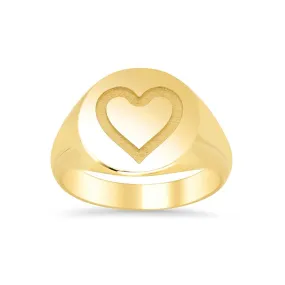 Heart Round Ladies Signet Ring