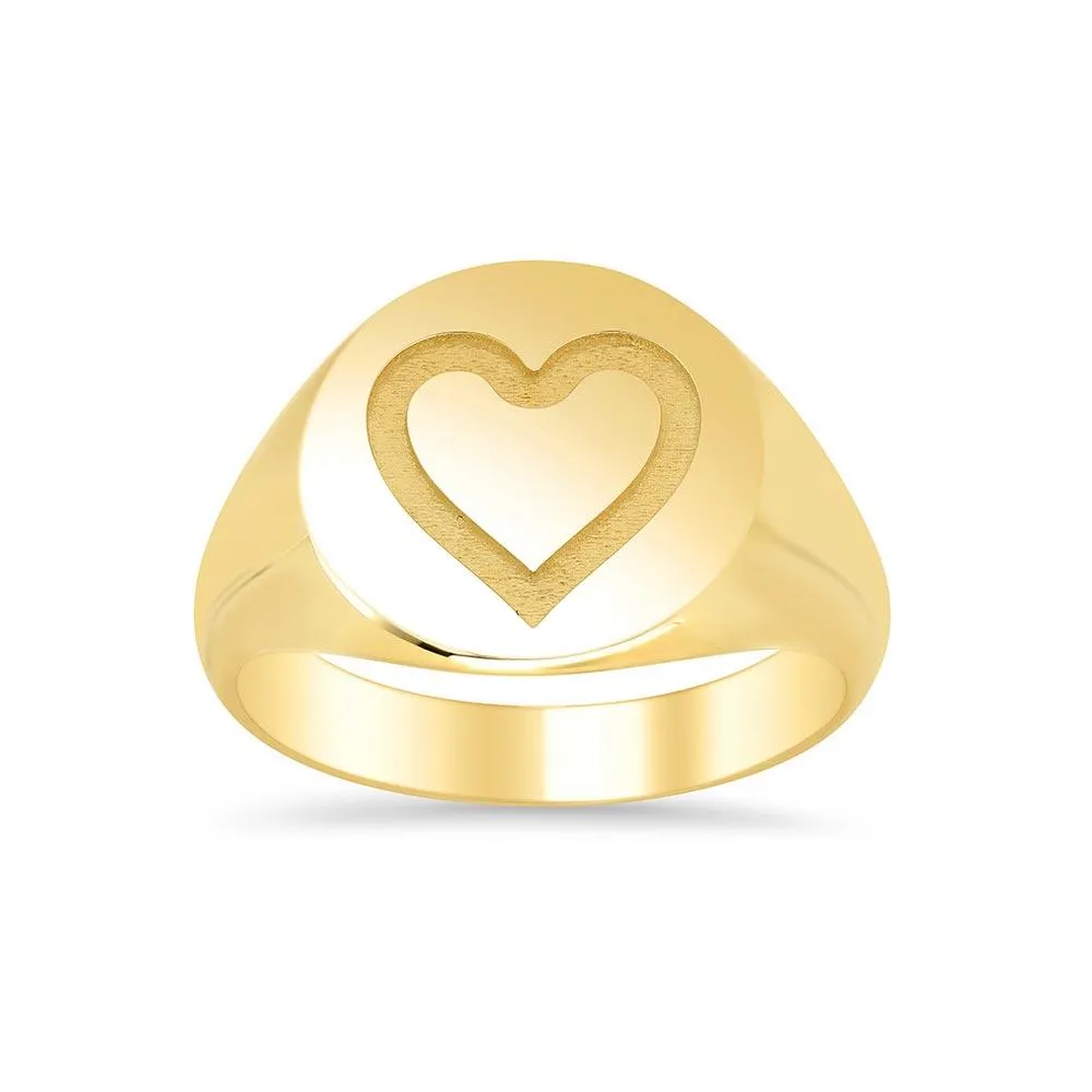 Heart Round Ladies Signet Ring