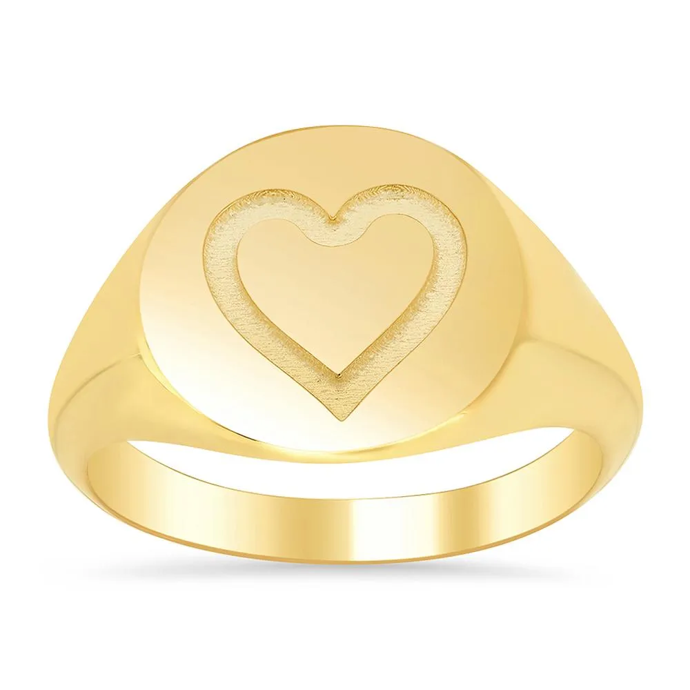 Heart Round Ladies Signet Ring