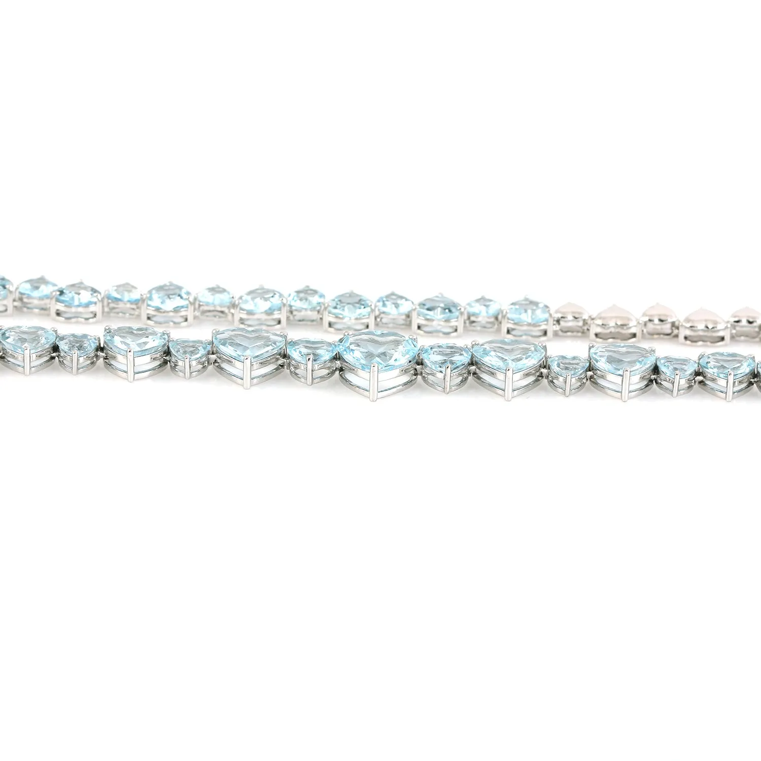 Heart Shaped Aquamarine March Birthstone Delicate Necklace In 18k White Gold For Her