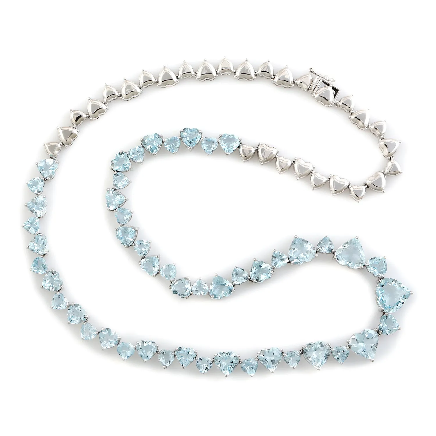 Heart Shaped Aquamarine March Birthstone Delicate Necklace In 18k White Gold For Her