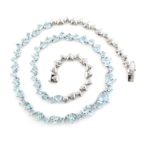 Heart Shaped Aquamarine March Birthstone Delicate Necklace In 18k White Gold For Her