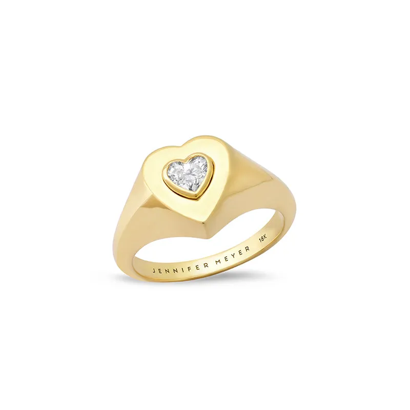 Heart Signet Ring with Heart-Cut Diamond