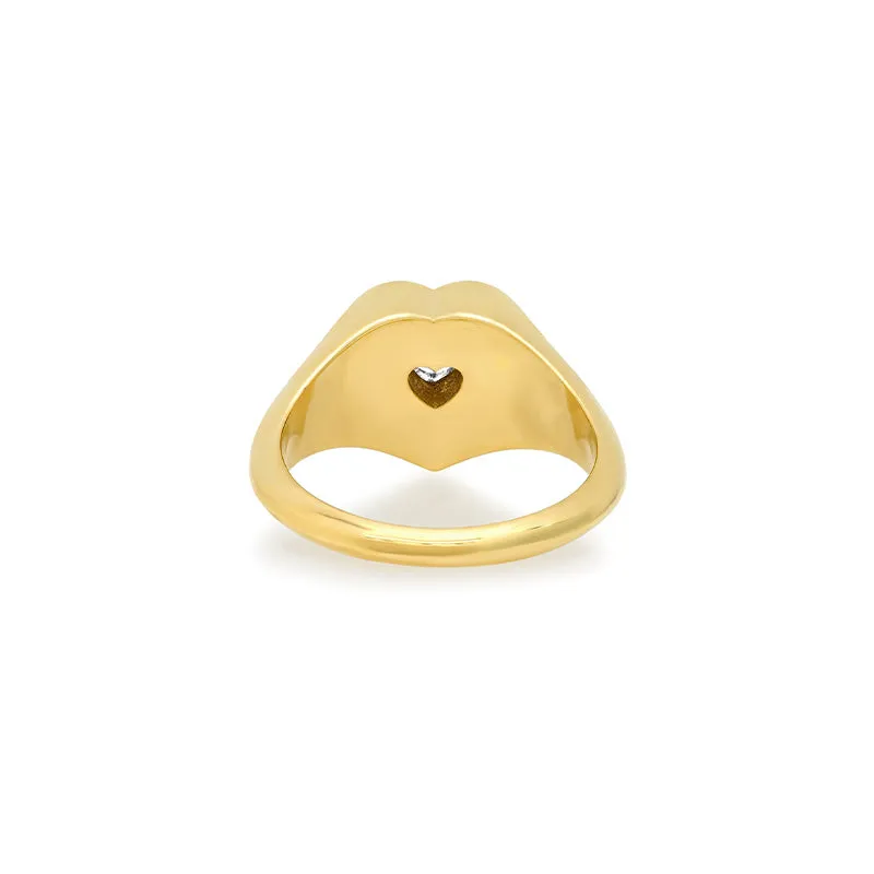 Heart Signet Ring with Heart-Cut Diamond