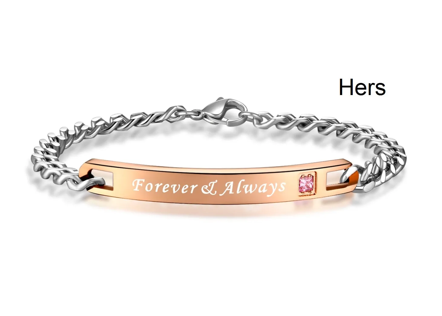 His & Hers Matching Set Always and Forever Couple Bracelets, Valentine, Anniversary, Wedding, Promise, Engagement Gift