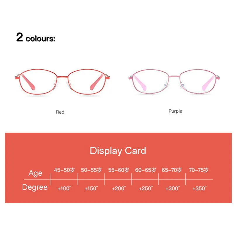 Hotony Women's Full Rim Rectangular Alloy Frame Presbyopic Reading Glasses 9002