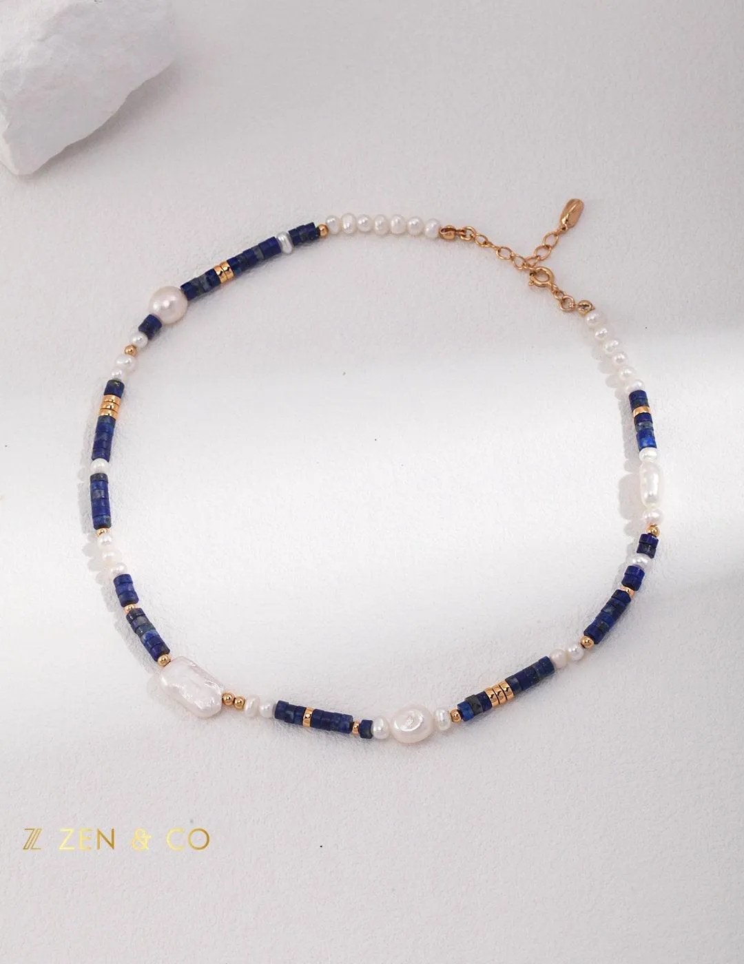 ILOILO Lapis lazuli, pearl and blue jade jewelry set necklace and drop earrings