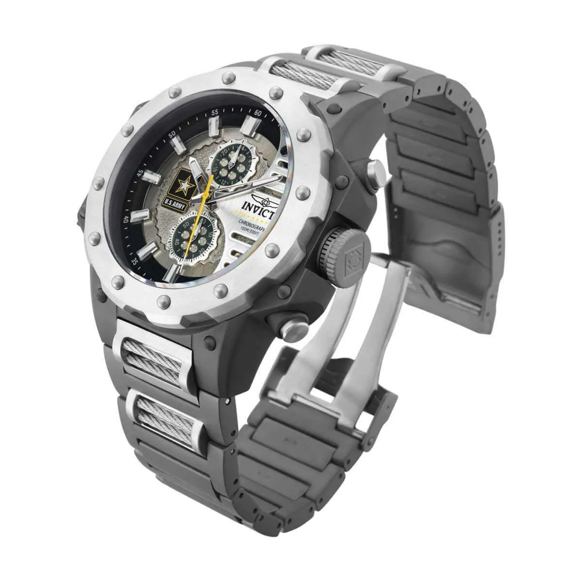 Invicta Men's Chronograph Watch - U.S. Army Quartz Gunmetal Titanium Bracelet | 32986