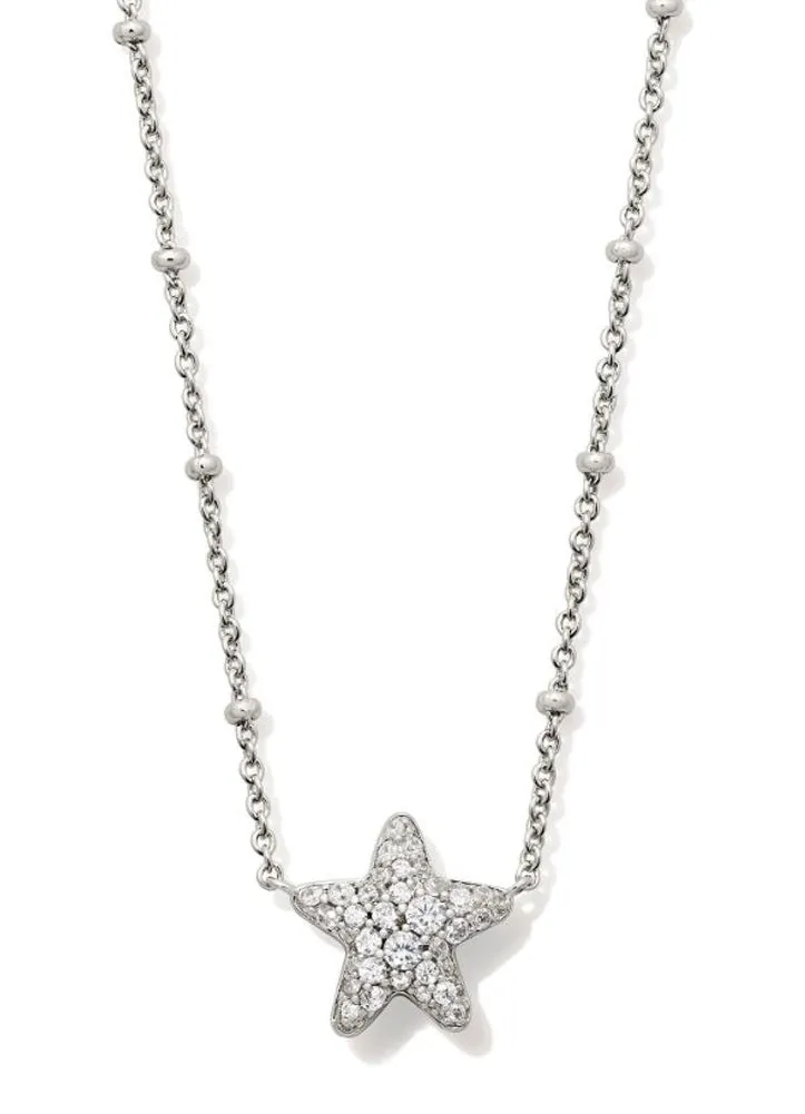 Jae Star Pave Pendant Necklace Rhod White Crystal by Kendra Scott