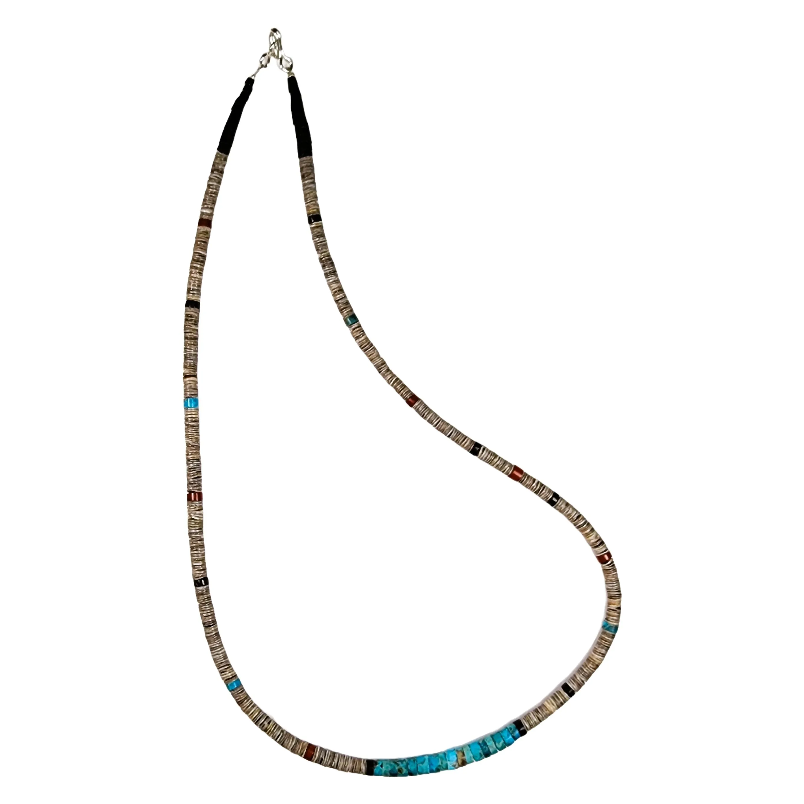 Kewa Pueblo Hand-rolled Necklace - 24.75" Long