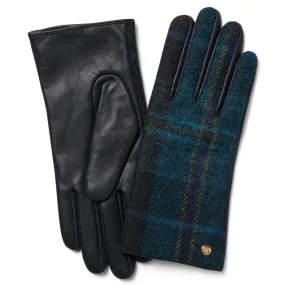 Ladies British Wool/Leather Country Gloves - Navy/Cyan by Failsworth