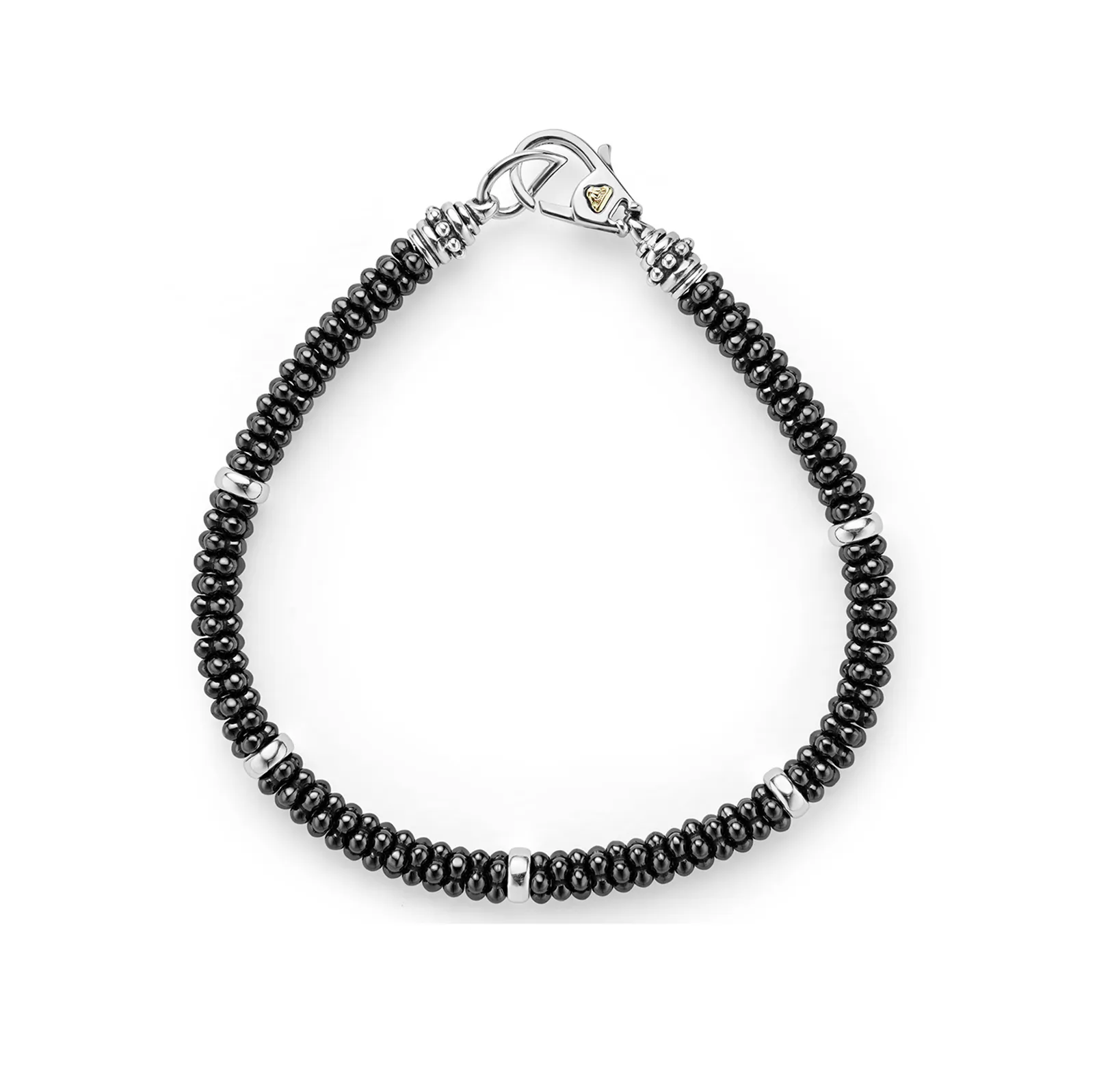 LAGOS Black Caviar Silver Five Station Ceramic Bracelet