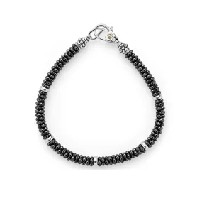 LAGOS Black Caviar Silver Five Station Ceramic Bracelet