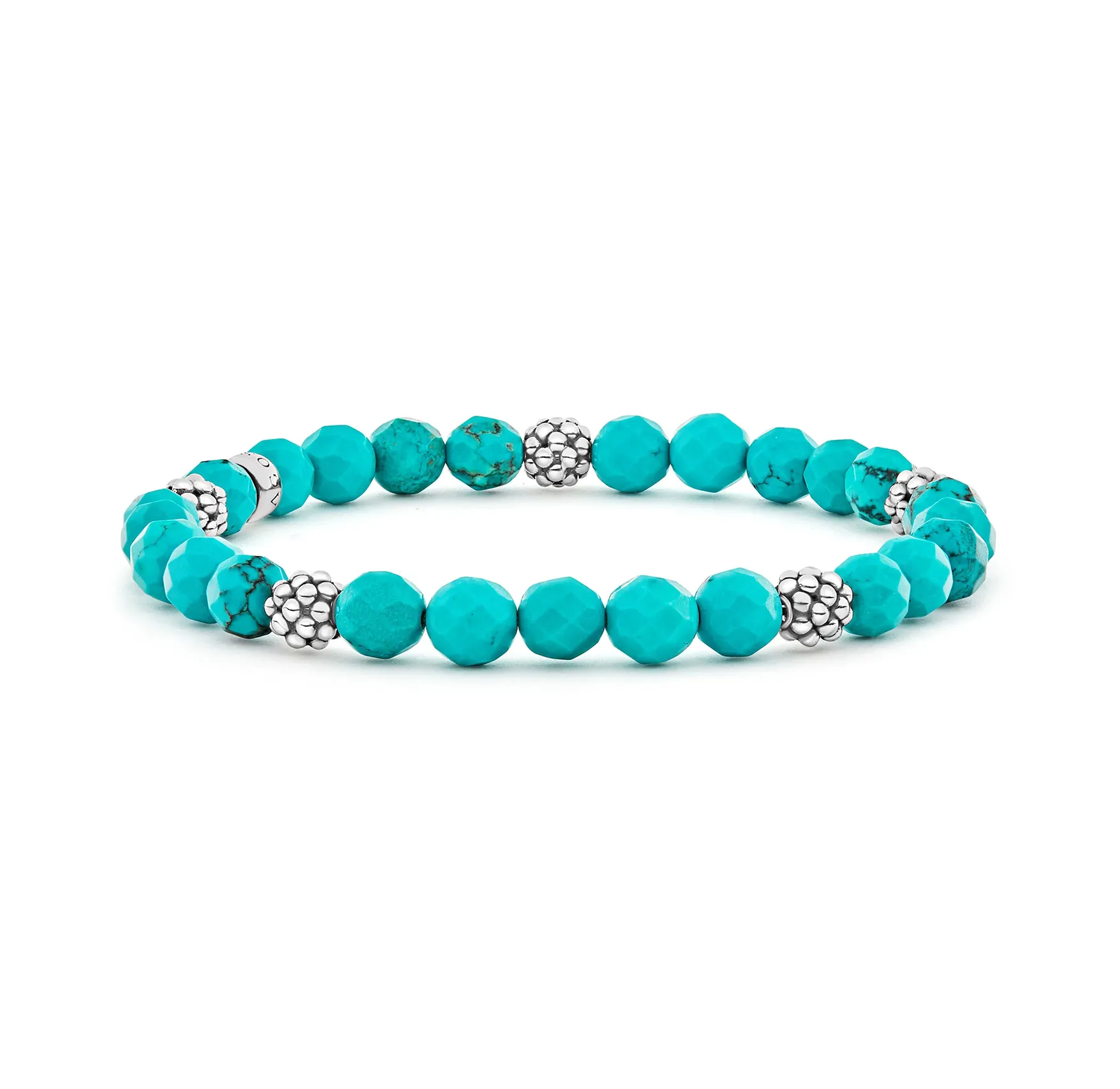 LAGOS Signature Caviar Five Station Silver Turquoise Bead Bracelet