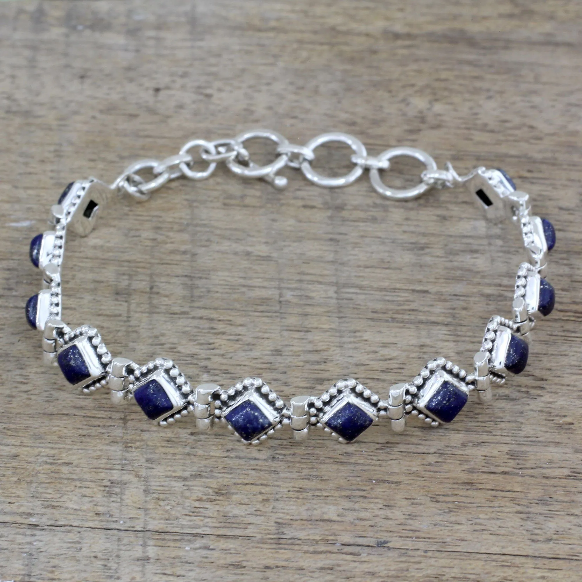 Lapis Lazuli & Sterling Silver Tennis Bracelet