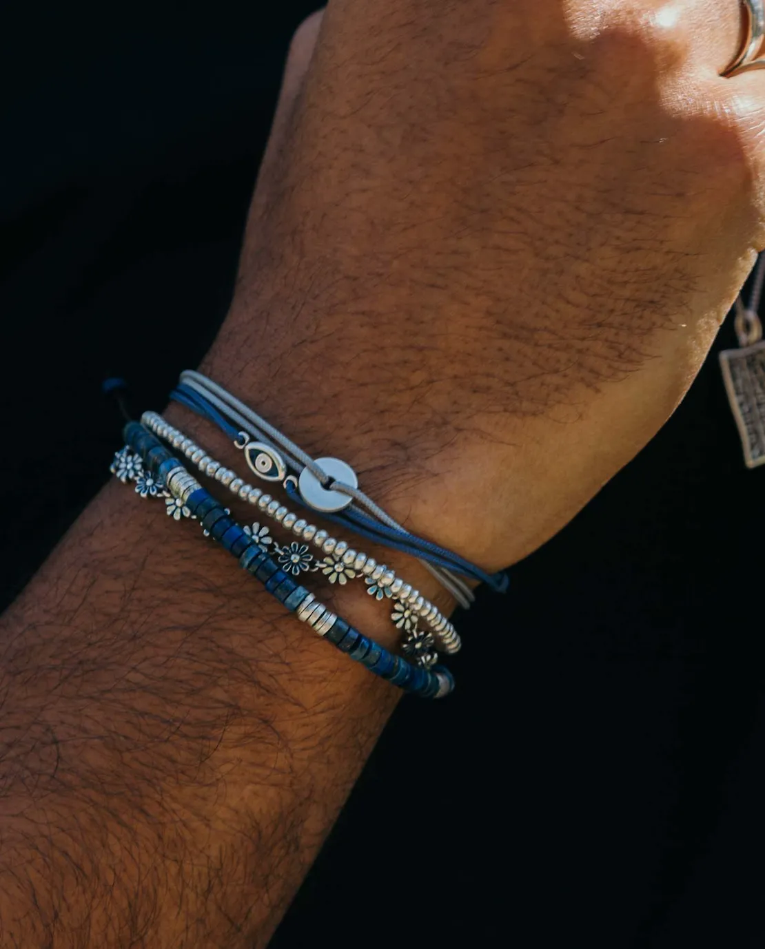 Lapis Lazuli And Sterling Silver Disc Beads Bracelet