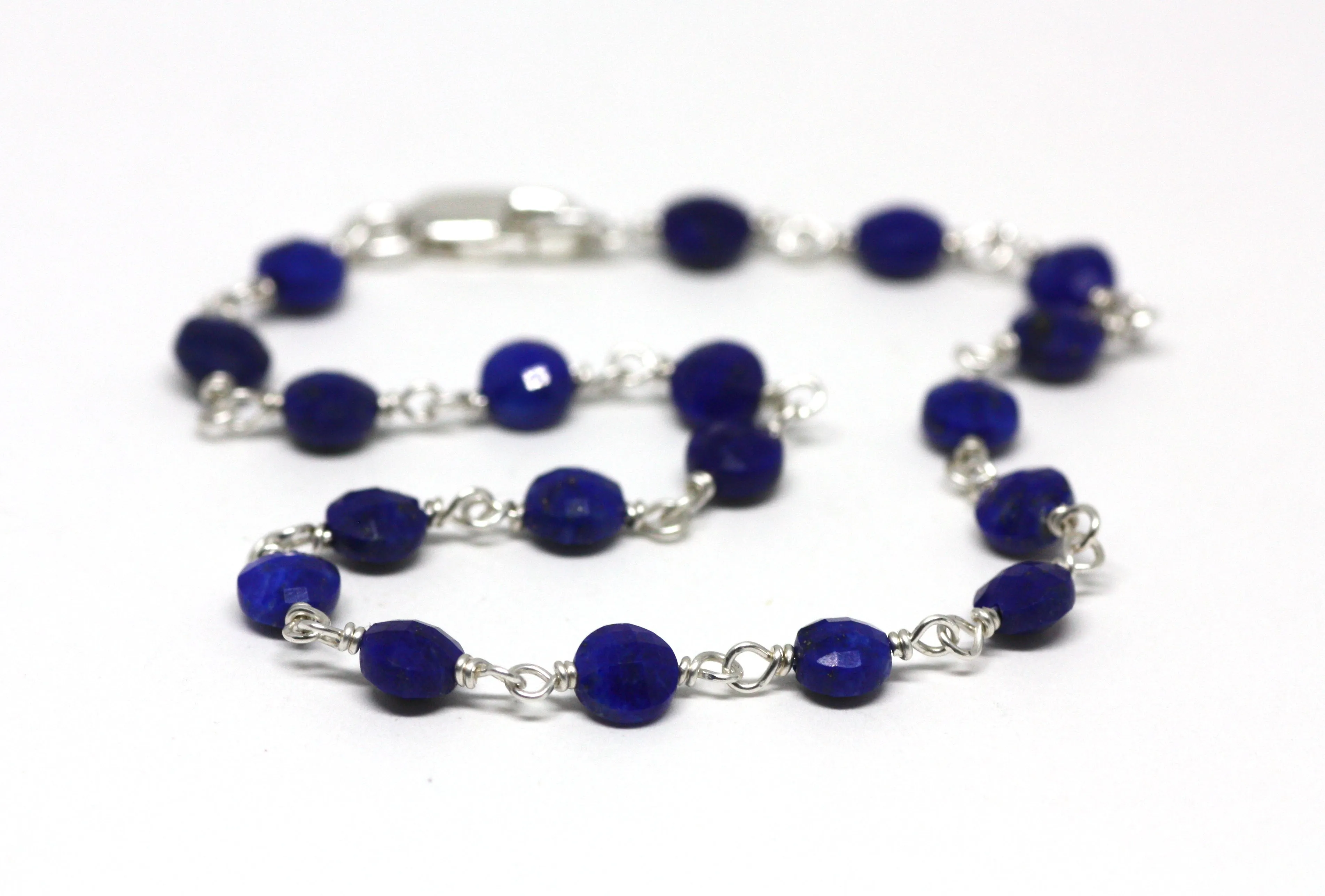 Lapis Lazuli Bracelet in Wire Wrapped Silver