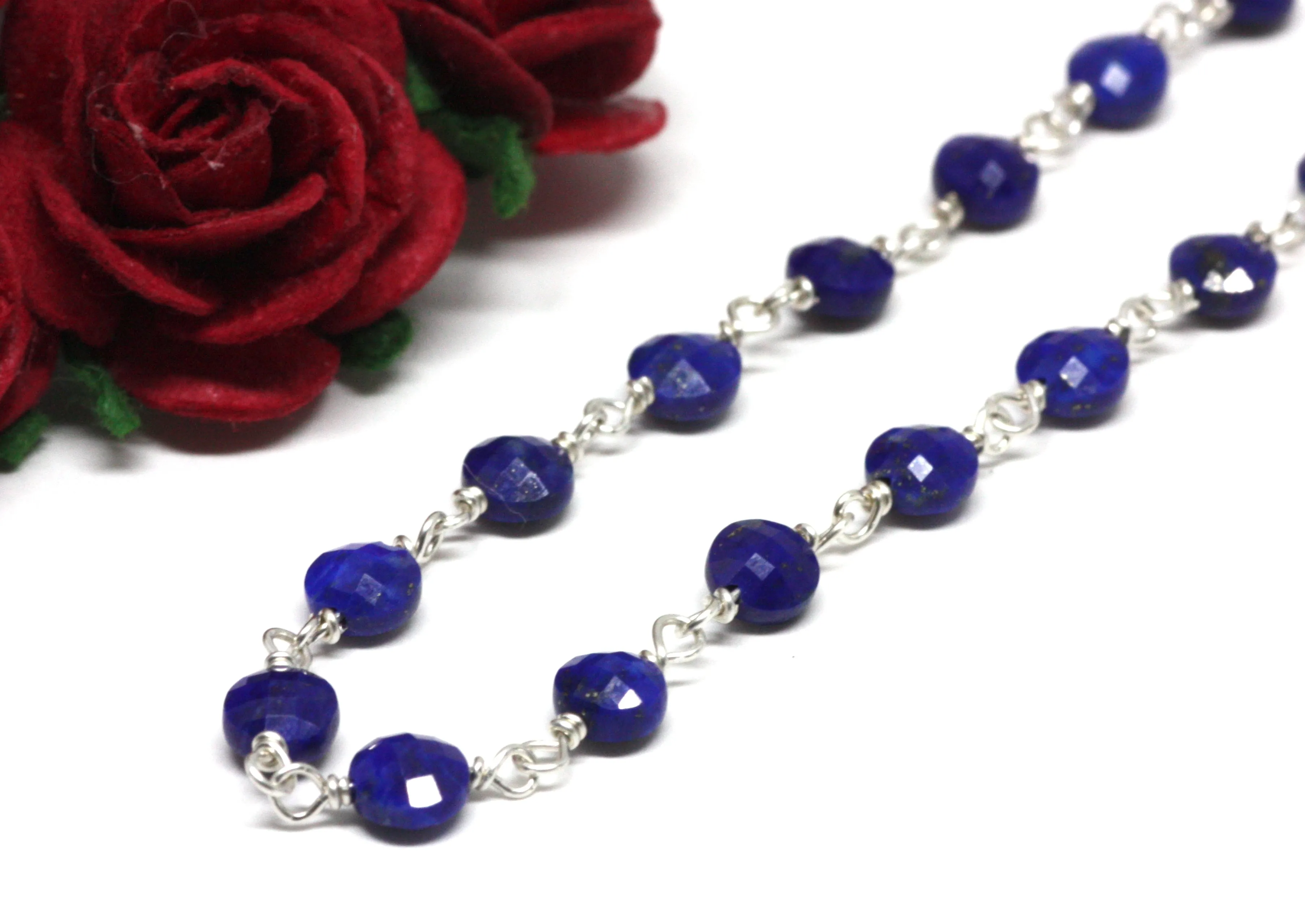 Lapis Lazuli Bracelet in Wire Wrapped Silver