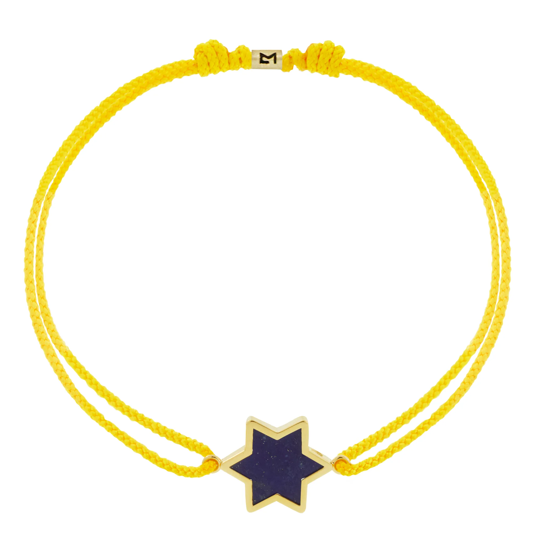 Lapis Star on Yellow Cord Bracelet