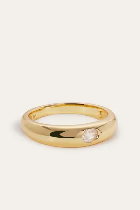 Lara band with white stone gold vermeil ring